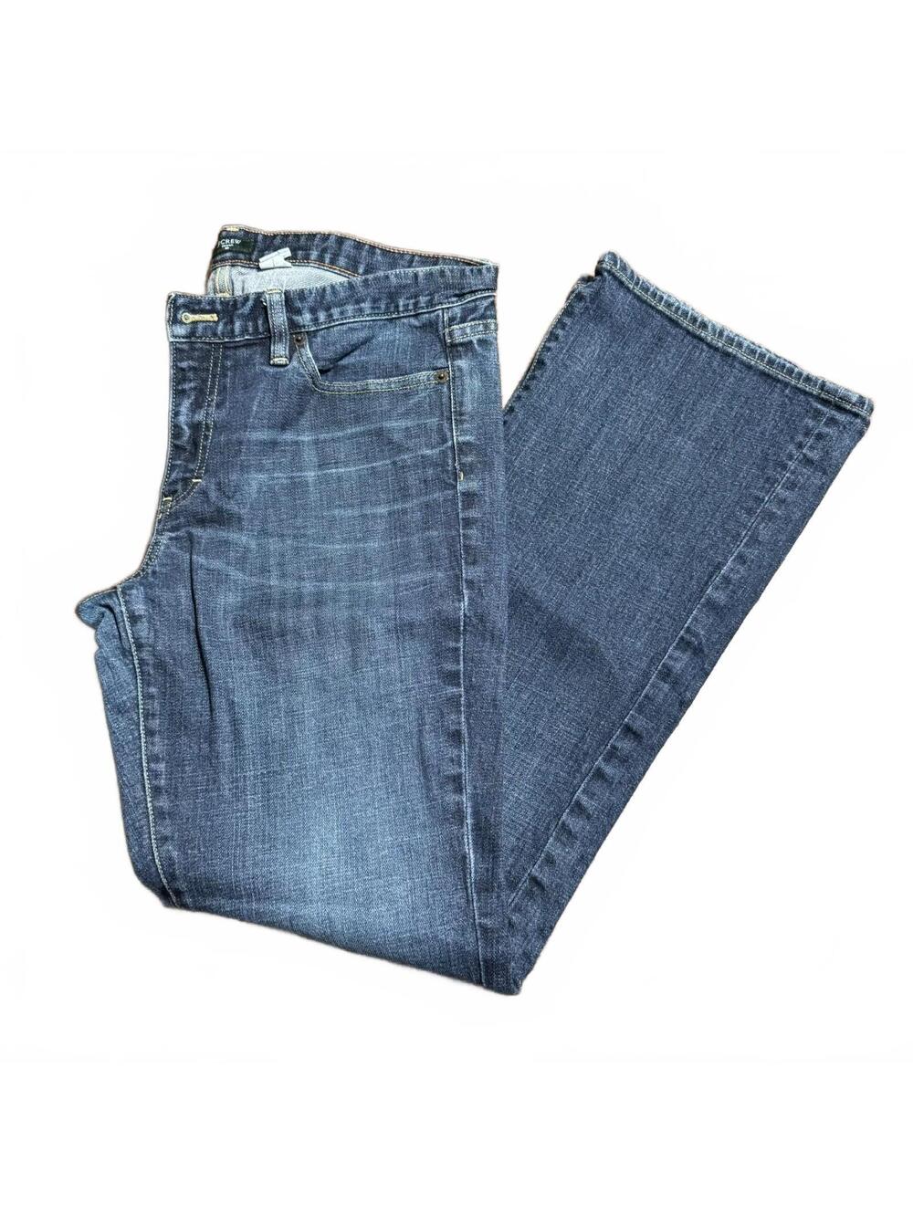 J.Crew Womens High Rise Bootcut Jeans 33R Blue Denim Stretch Beltloops